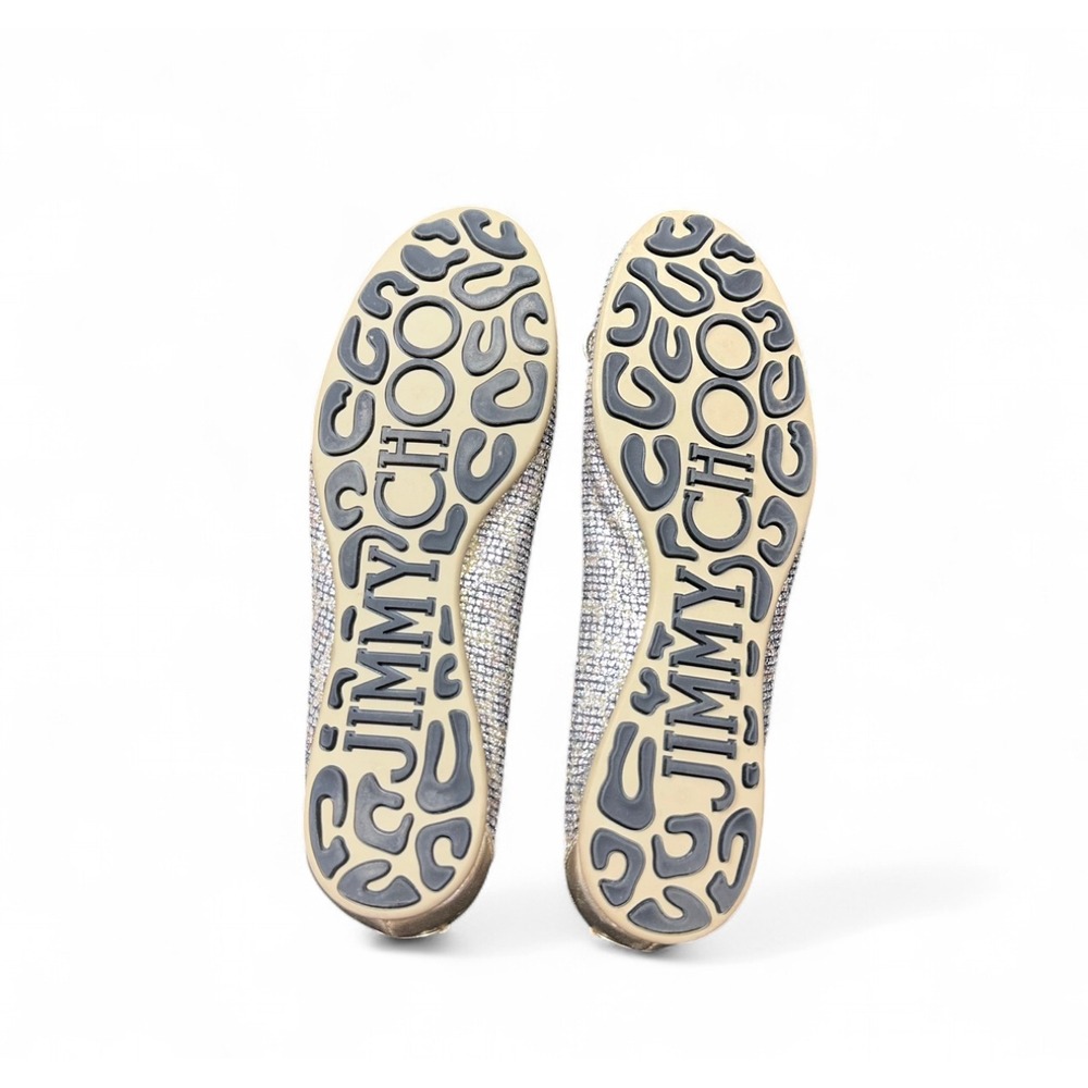 Jimmy Choo Leopard Gold Silver Glitter Ballet Bow Flat Two Tone Women's 37 US 7 - Picture 5 of 8